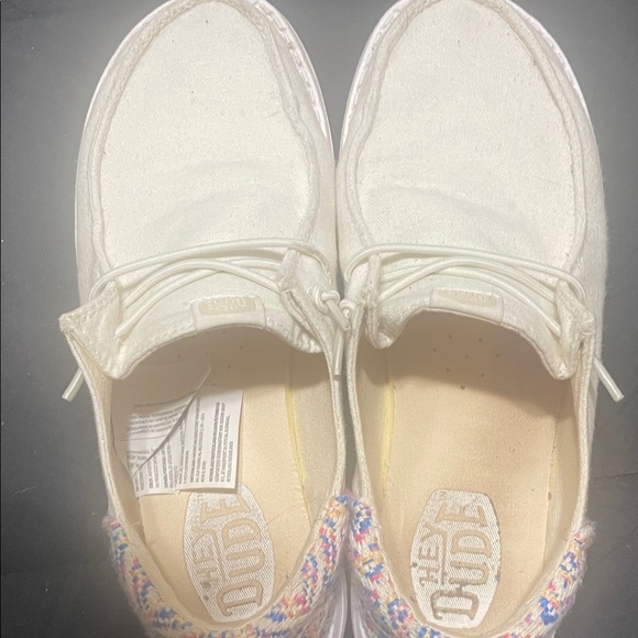 Hey Dude Cream Flats with Multicolor Heel - Picture 3 of 6